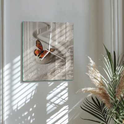 Quadratische wanduhr Schmetterling