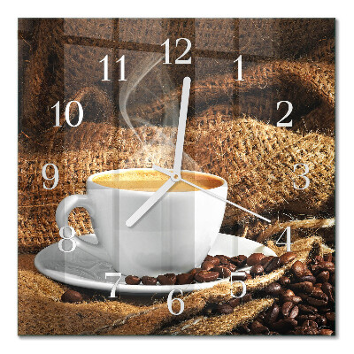 Quadratische wanduhr Kaffeebohnen