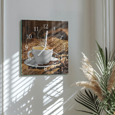 Quadratische wanduhr Kaffeebohnen