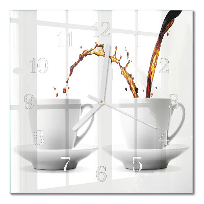 Wanduhr mit motiv quadratisch Tassen Kaffee
