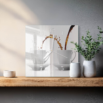 Wanduhr mit motiv quadratisch Tassen Kaffee