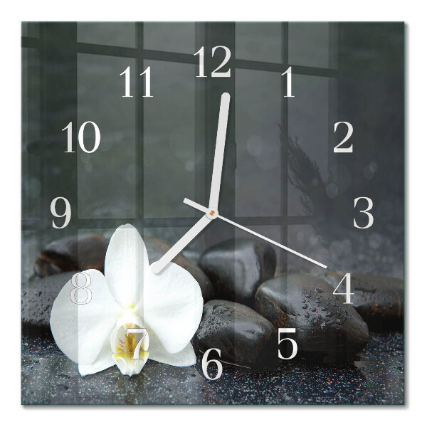 Moderne wanduhr quadratisch Blumen und Steine