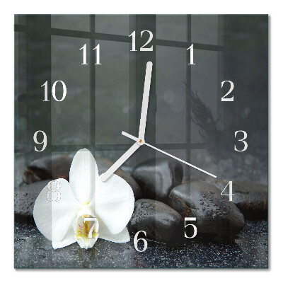 Moderne wanduhr quadratisch Blumen und Steine