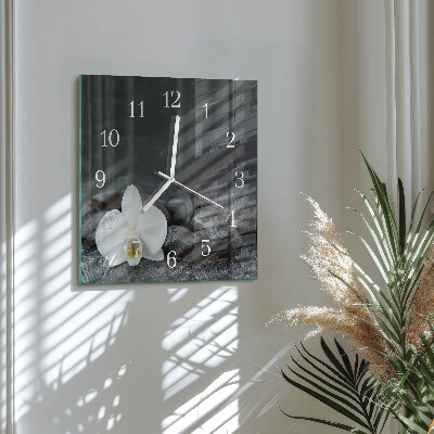 Moderne wanduhr quadratisch Blumen und Steine