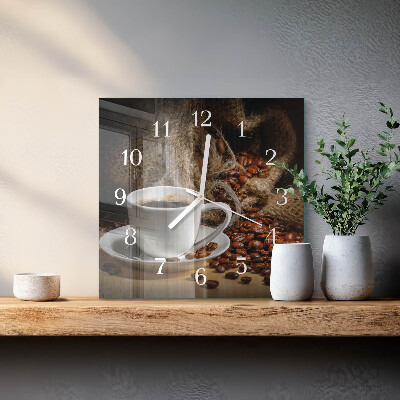 Glasuhr quadratisch Kaffee