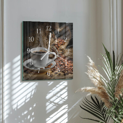 Glasuhr quadratisch Kaffee