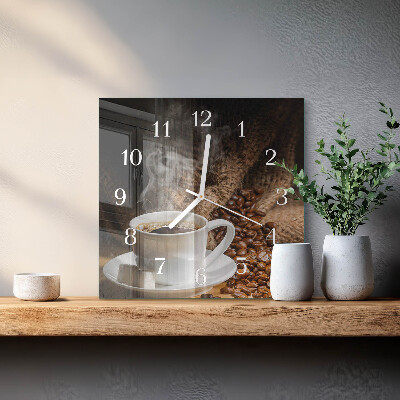 Wanduhr mit motiv quadratisch Kaffee