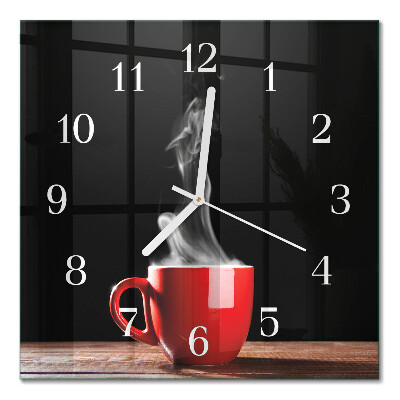 Moderne wanduhr quadratisch Eine Tasse Kaffee