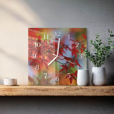 Wanduhr mit motiv quadratisch Ahornblätter
