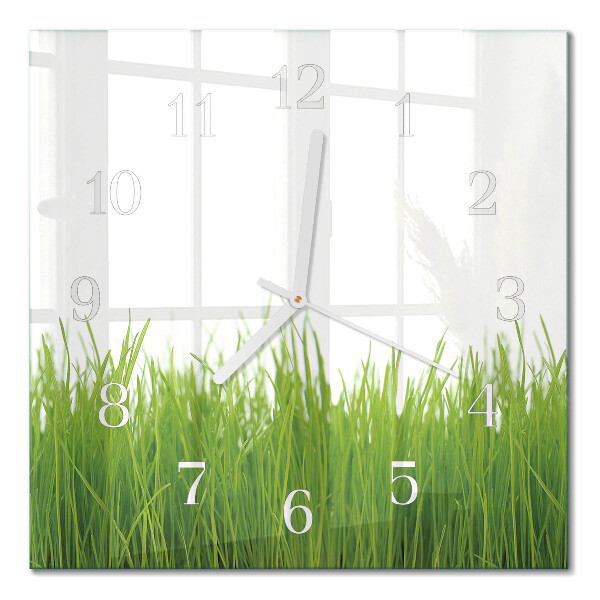 Moderne wanduhr quadratisch Gras