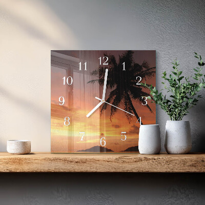 Quadratische wanduhr Palme