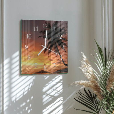 Quadratische wanduhr Palme