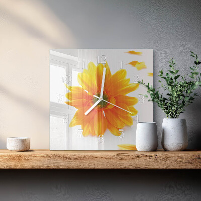 Moderne wanduhr quadratisch Blume