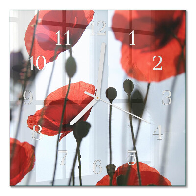 Quadratische wanduhr modern Mohn