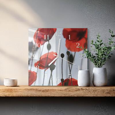 Quadratische wanduhr modern Mohn