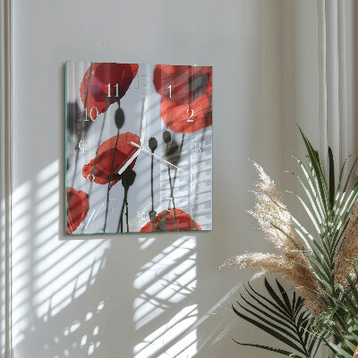 Quadratische wanduhr modern Mohn
