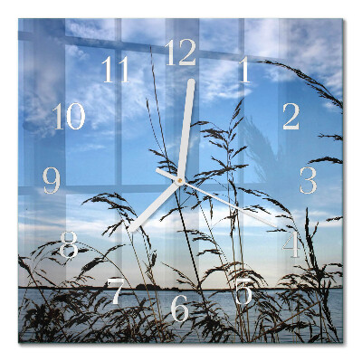 Moderne wanduhr quadratisch Gras