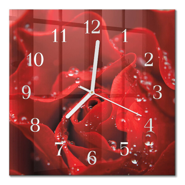 Quadratische wanduhr Rose