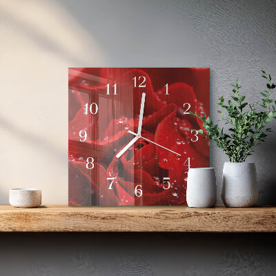 Quadratische wanduhr Rose