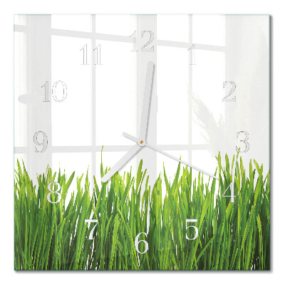 Glasuhr quadratisch Gras