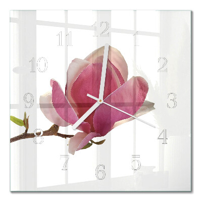 Wanduhr mit motiv quadratisch Magnolienblüte