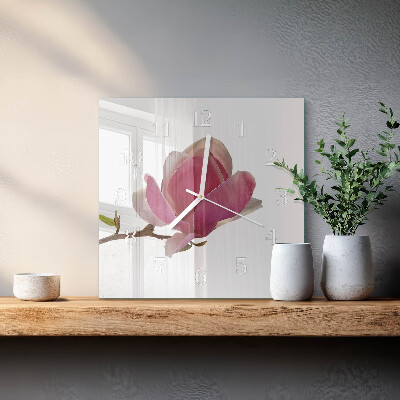 Wanduhr mit motiv quadratisch Magnolienblüte