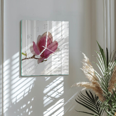 Wanduhr mit motiv quadratisch Magnolienblüte