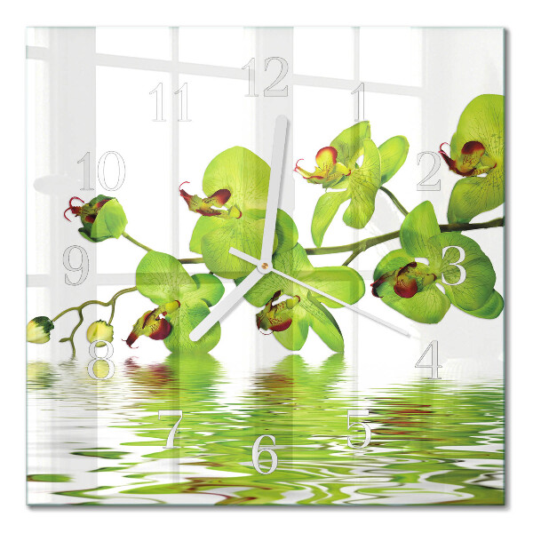 Moderne wanduhr quadratisch Orchidee