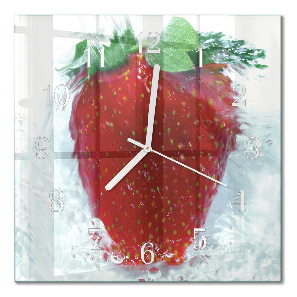 Quadratische wanduhr modern Erdbeere