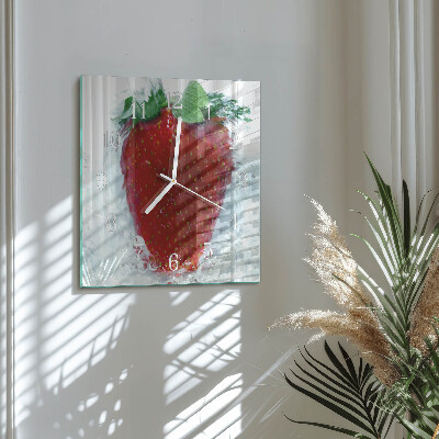 Quadratische wanduhr modern Erdbeere