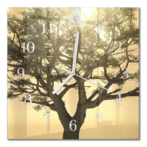 Wanduhr mit motiv quadratisch Baum
