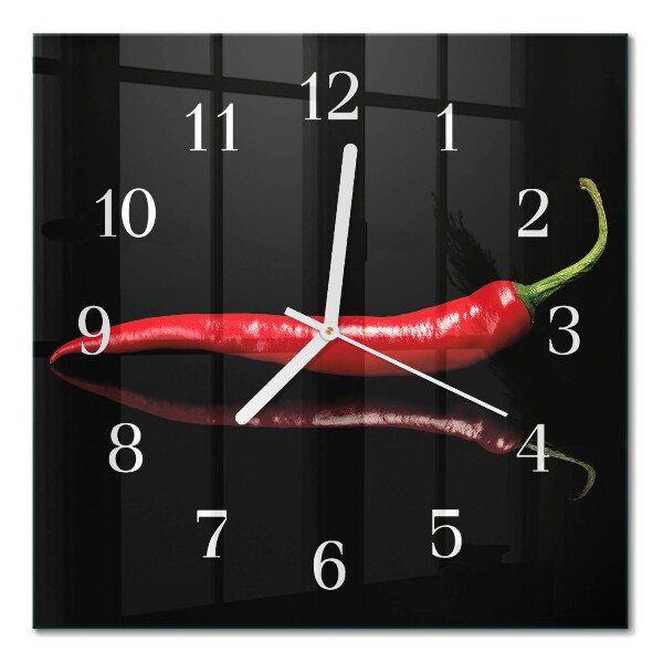 Moderne wanduhr quadratisch Chili-Pfeffer
