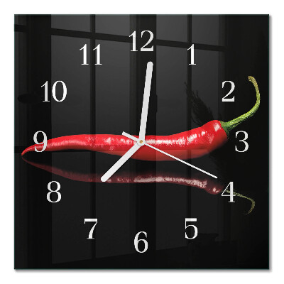 Moderne wanduhr quadratisch Chili-Pfeffer
