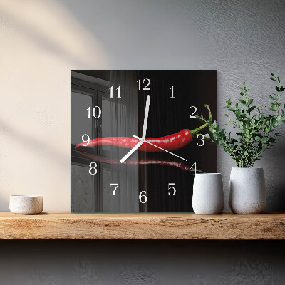Moderne wanduhr quadratisch Chili-Pfeffer