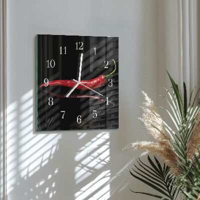 Moderne wanduhr quadratisch Chili-Pfeffer