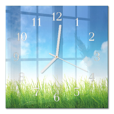 Quadratische wanduhr Gras