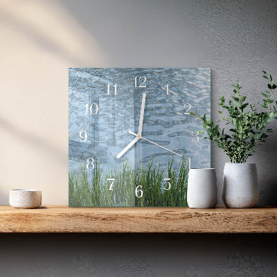 Quadratische wanduhr Graswasser