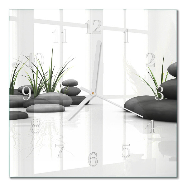 Glasuhr quadratisch Spa-Steine