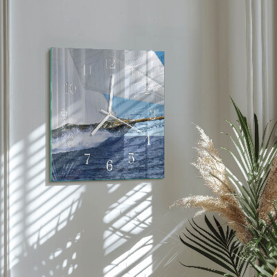 Quadratische wanduhr Segelboot