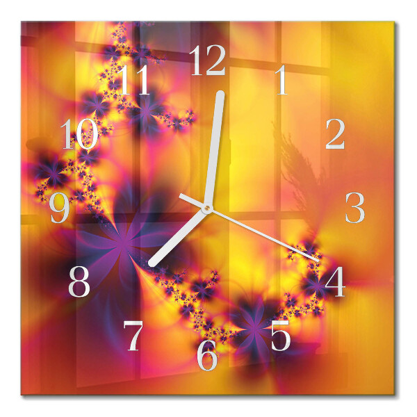 Quadratische wanduhr modern Blumen
