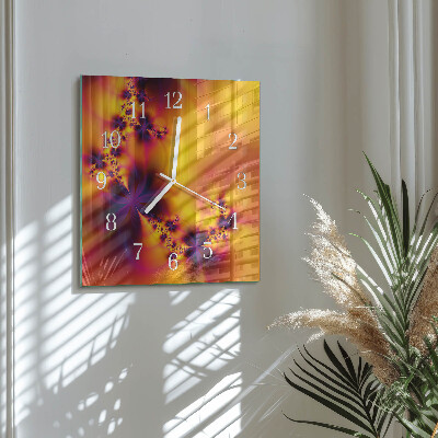 Quadratische wanduhr modern Blumen