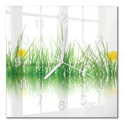 Quadratische wanduhr modern Gras