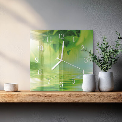 Moderne wanduhr quadratisch Blätter