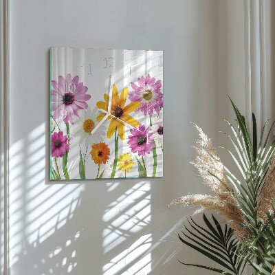 Quadratische wanduhr Blumen