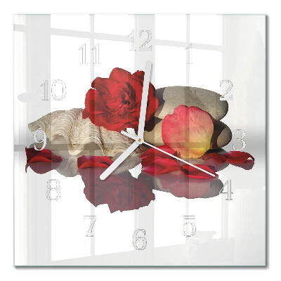 Quadratische wanduhr Schale mit Rosen