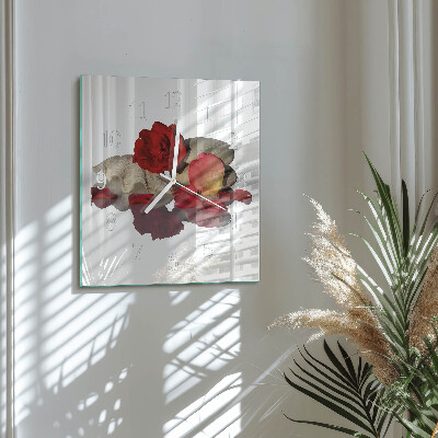 Quadratische wanduhr Schale mit Rosen