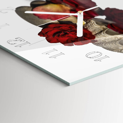 Quadratische wanduhr Schale mit Rosen