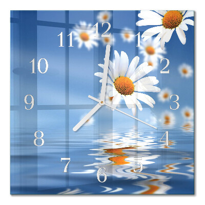 Moderne wanduhr quadratisch Blume