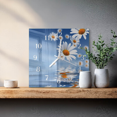 Moderne wanduhr quadratisch Blume