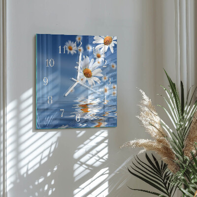 Moderne wanduhr quadratisch Blume